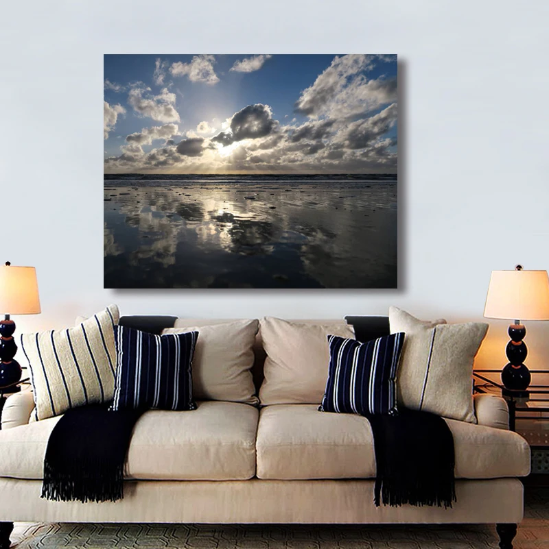 

DIY color digital painting with color painting sea and sky by digital frame home