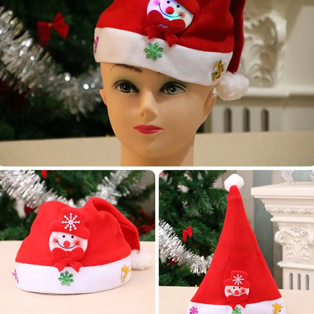 Cap Merry Christmas Hat Adult Kid LED 