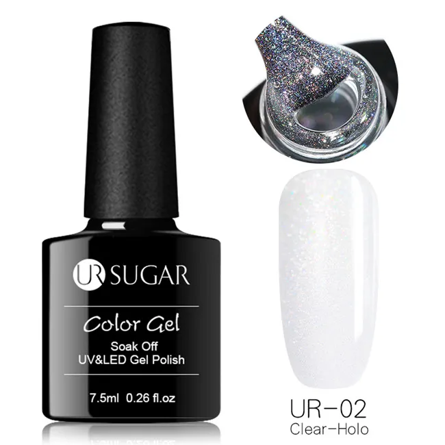 UR-02 Ur Sugar, 7,5 мл, гель для быстрого наращивания, голографический блеск, термальный акриловый полиуф-гель, для удлинения пальцев, прозрачный, впитывающий, УФ-гель - Цвет: UR-02