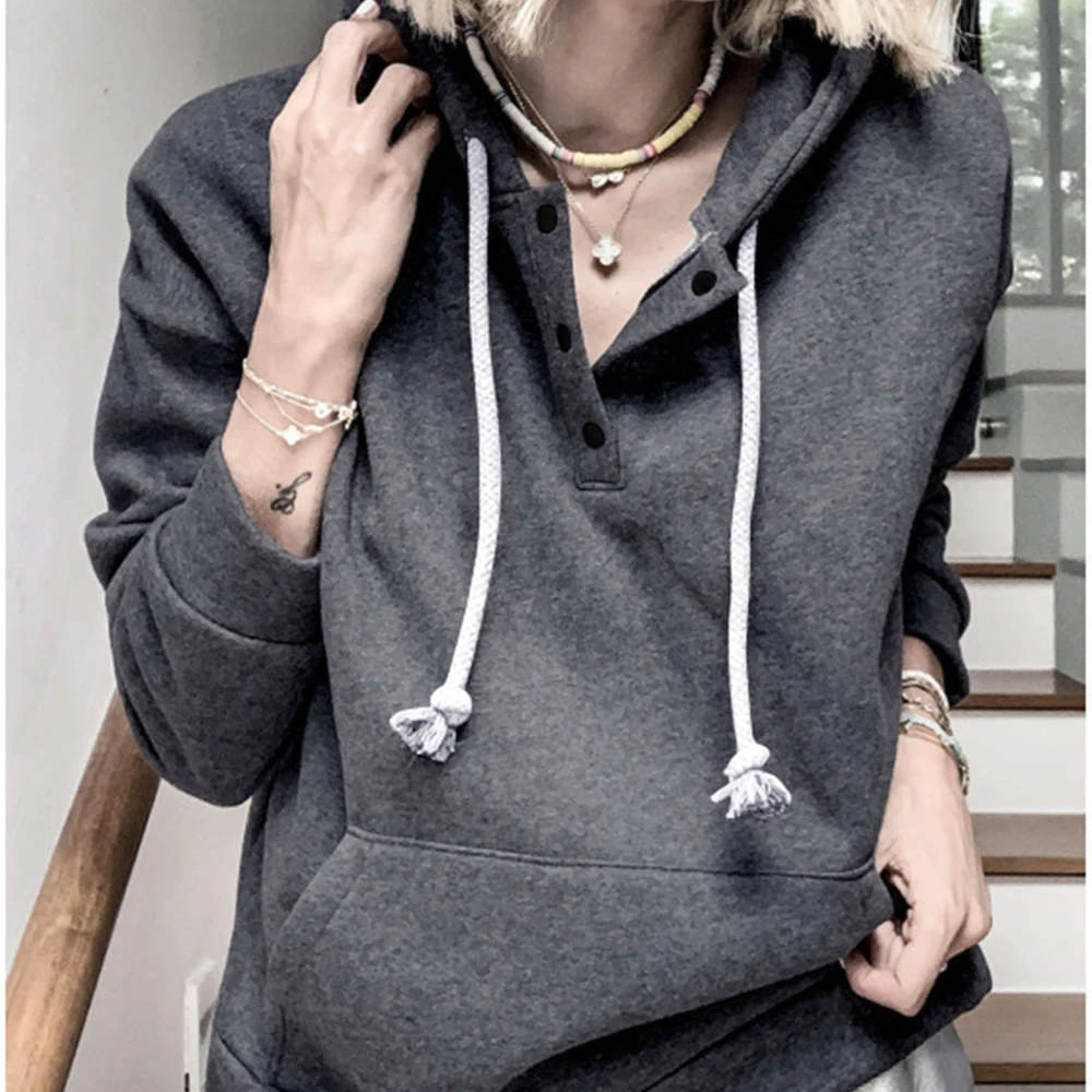 

Women Hoodies Autumn Fashion 2020 Long Sleeve Pullovers With Front Pocket Lady Chic Sweatshirts Winter Warm Outwear Plus Size