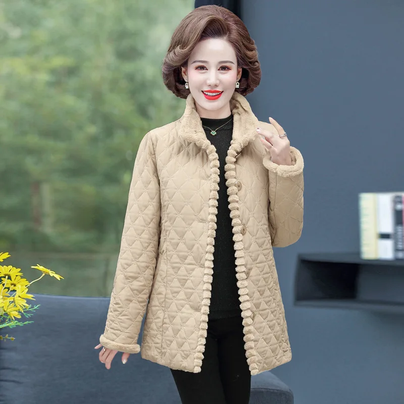 

Elegant Winter Coat Women 2020 New Mother's Jacket Short Plush Solid Color Korean Clothes Femmes Parka Cotton Padded Outwear