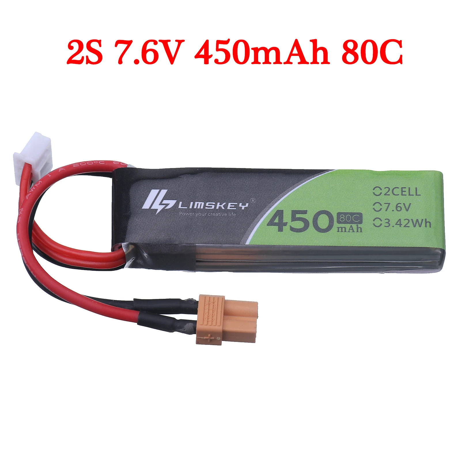 Batteria Lipo Lihv 2S 7.6V 450Mah 80C/160C Con Spina Xt30 Per Iflight Cinebee Cine Whoop Betafpv Fpv Racing Drone 1 Pz