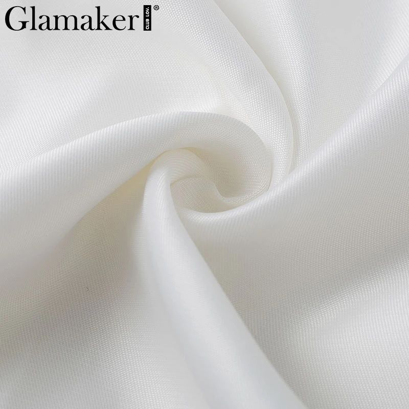 Женское Короткое платье Блейзер Glamaker белое элегантное офисное с оборками и