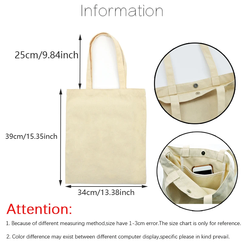 Women's Canvas Bag Women Shoulder Bag Ulzzang Harajuku Cotton Shopping Bag  Shopper Ladies Reusable Hand Bags Tote Bags