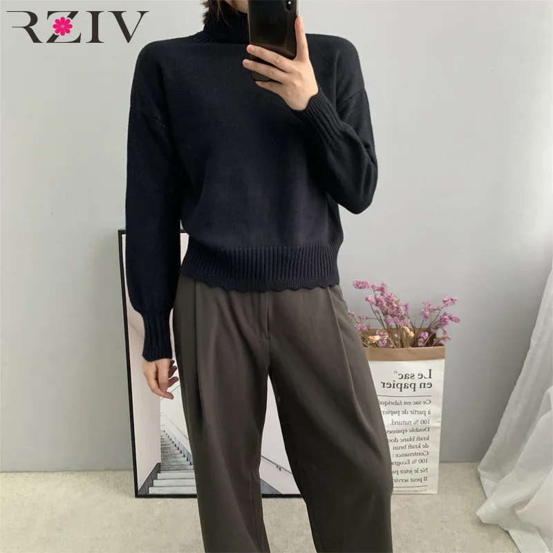

RZIV Autumn and winter women's sweater casual high collar long sleeve sweater
