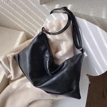 

Retro Pu Leather Handbags Women Large Capacity Shoulder Bags Female Soft Surface Messenger CRossbody Bag Casual Solid Women Tote