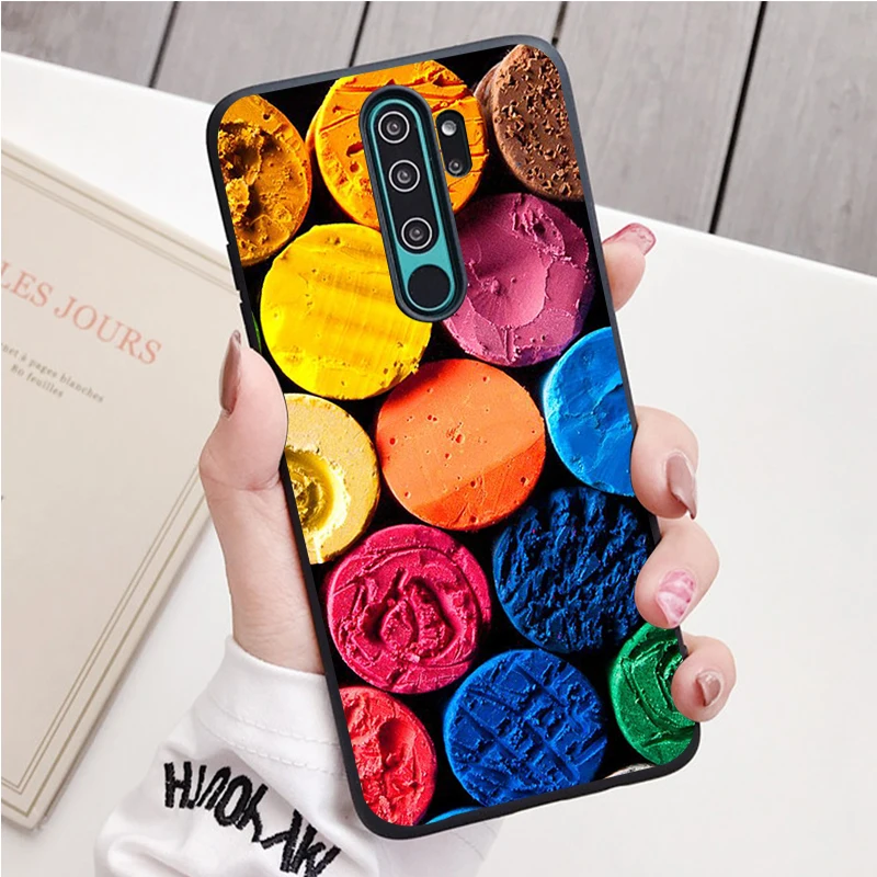 Watercolors Set Paint Palette black Silicone Phone Case For Redmi note 9 8 7 Pro S 8T 7A Cover xiaomi leather case design Cases For Xiaomi