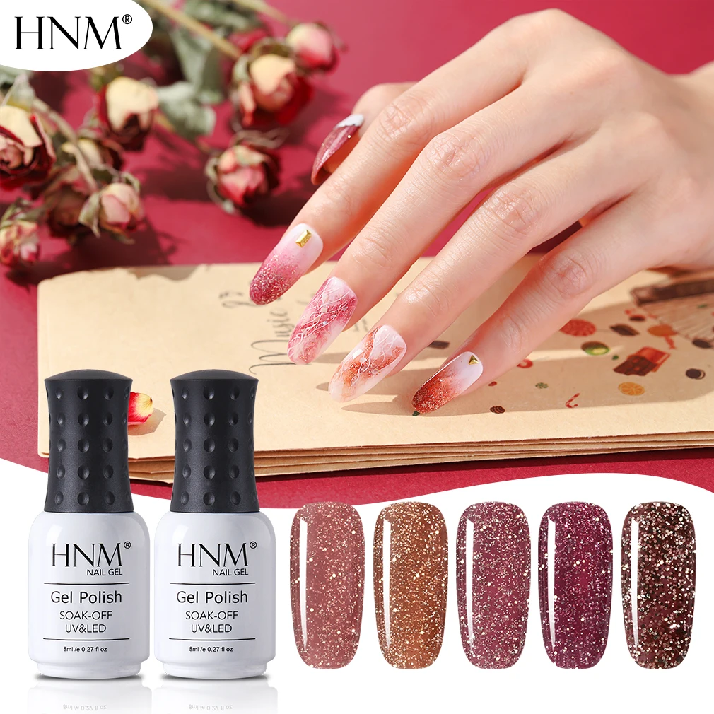 HNM Subtle Bling Gel Polish Soak Off Semi Perminent Nail Varnish Primer UV LED Salon Manicure 8ML | Красота и здоровье