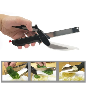 

New Multi-Function Smart Clever Scissor Cutter 2 in 1 Cutting Board Utility Cutter Stainless Steel Ourdoor Smart Vegetable Knife