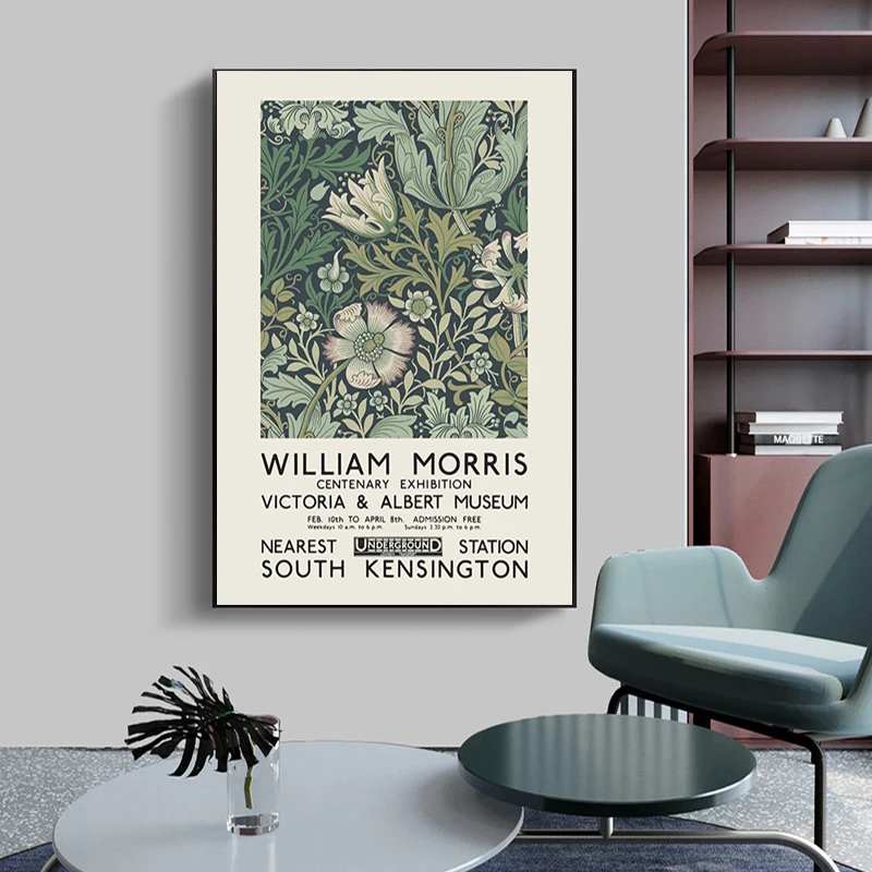 

William Morris Canvas Painting The Victoria and Albert Museum Exhibition Posters and Prints London Underground Art Nouveau Decor