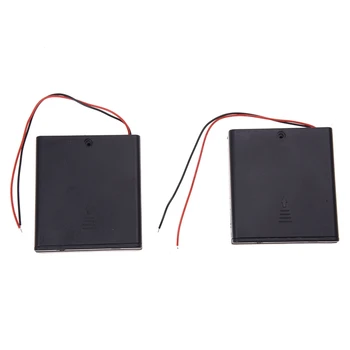 

2Pcs 4 x AA 6V Battery Holder Storage Case Wired ON/OFF Switch w Cover