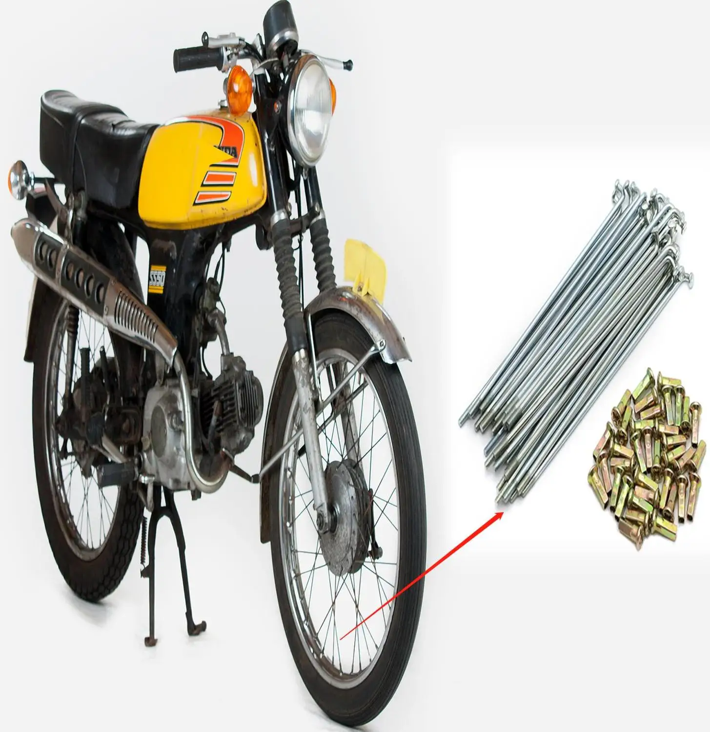 Voor En Achter Spaken Set Voor Honda SS50 C70 CL70 CT90 CT110 C110 CD70  Aansluiten De Velg Voor Yamaha/suzuki/Kawasaki 17 Wielen|Covers \u0026  Ornamental Mouldings| - AliExpress