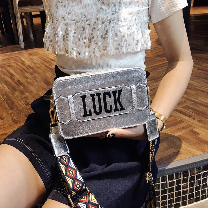 

2018 Summer New Style Women's Korean-style Shoulder Oblique Hand Carrying Lettered Square Sling Bag