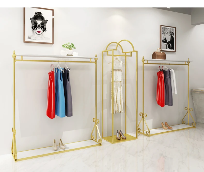 NICE NEW arrival high level Clothing store display stand gold