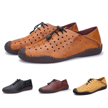 

Spring Autumn Fashion Casual Men Shoes Men Driving High quality Genuine Leather Shoes Mens Comfortable Breathable Flat Loafers