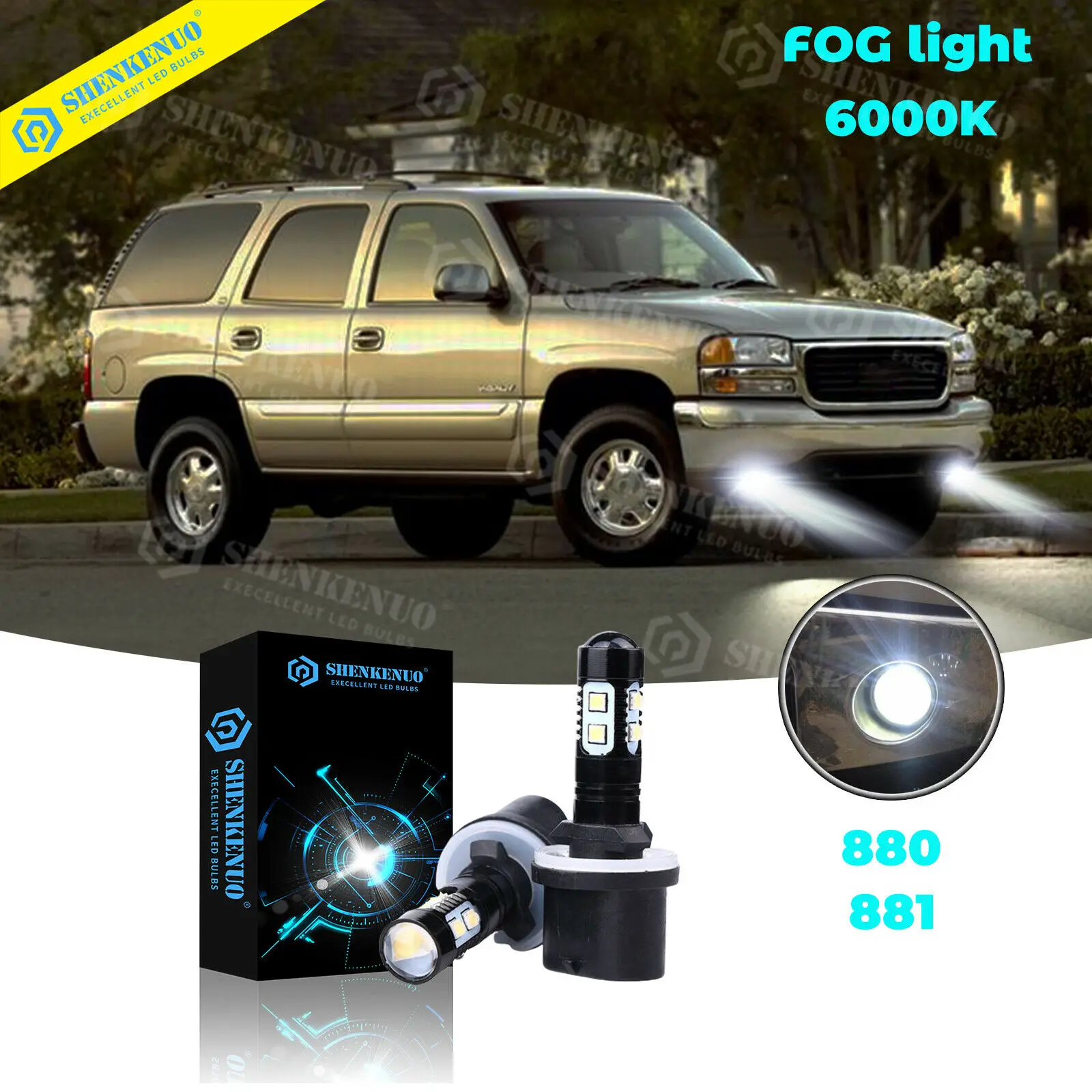 2X Противотуманные фары для 2004 2005 GMC-Yukon-Denali/Sierra 1500 6000K светодиодный ОД | Автомобили