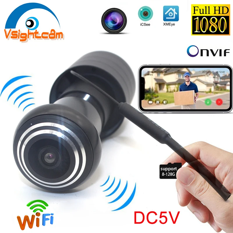 

XMeye DC 5V Wireless HD 1080P Mini Door Camera Wifi Fisheye IP Camera Wide Angle Lens Network P2P Onvif Peephole Home Security