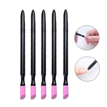 

Quartz Stone Scrub Pen Cuticle Remover Pusher Trimmer Dead Skin Remover Black Manicure Professional Nail Art Care Tool
