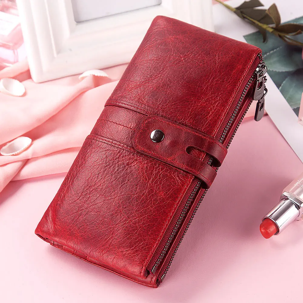 

New fashion cowhide lady wallet leisure long head layer cowhide woman hand bag designer wallets famous brand women wallet 2018