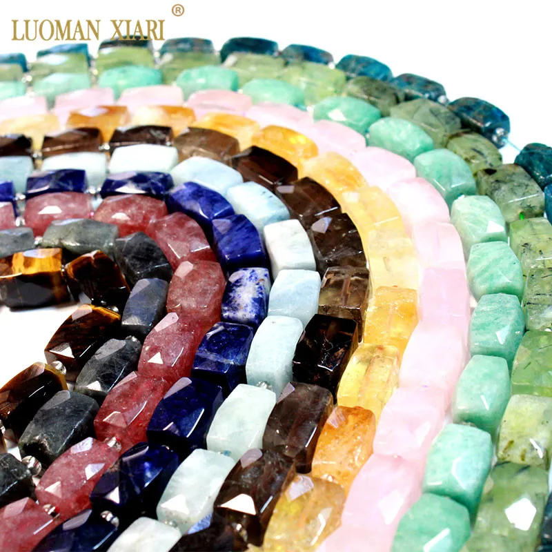 

100% Natural Gem Amethysts Apatites Unique Design Square Faceted Stone Beads For Jewelry Making DIY Bracelet Necklace 10*15 mm