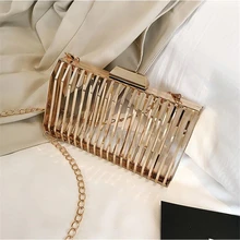  Fashion Metal Box Women Evening Bag Designer Hollow Shoulder Bags Luxury Crossbdoy Bag Lady Chains Purses Charm Party Clutch Bag 