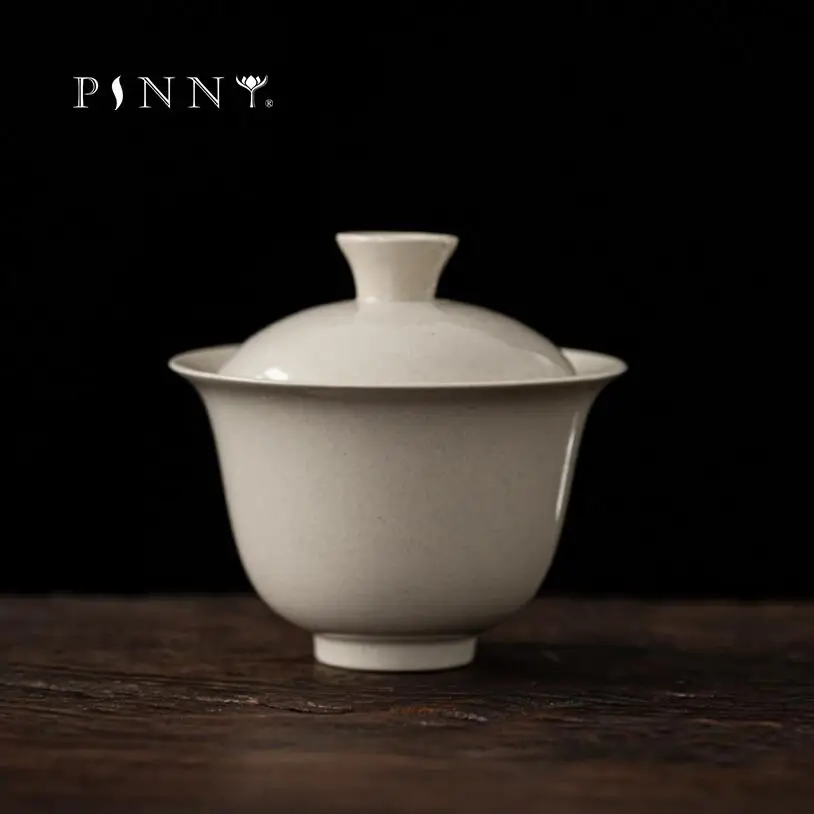 

PINNY 130ML Ceramic Plant Ash Glaze Gaiwan Pigmented Kung Fu Tea Tureen Traditional Chinese Tea Service Tea Bowl