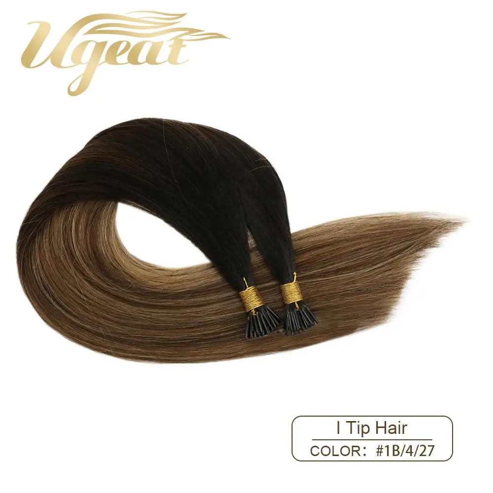 Ugeat, кератиновые волосы для наращивания, предварительно скрепленные волосы Remy fusion, 14-24 дюйма, 40 г/80 г, прямые человеческие волосы Balayage - Цвет: T1B/4/27