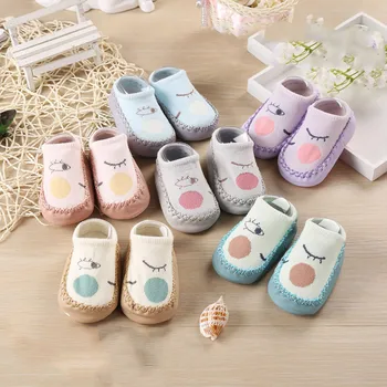 

Newborn Baby Boys Girls Cartoon Eyes Floor Socks Anti-Slip Baby Step Shoes Socks cotton thick baby toddler socks autumn winter
