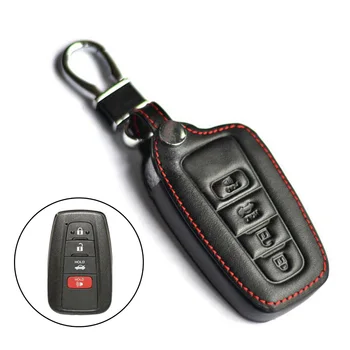 

4 Buttons Premium Soft PU Leather Car Key Cover Case Smart Remote Key Fob Bag Black Car Interior Accessory For Toyota Camry