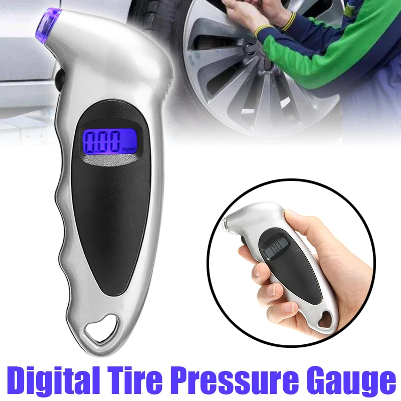 

Silver Car Motorcycle Bike Mini Digital Tire Gauge Tire Diagnostic LCD Display Car Digital Tire Pressure Tool Gauge