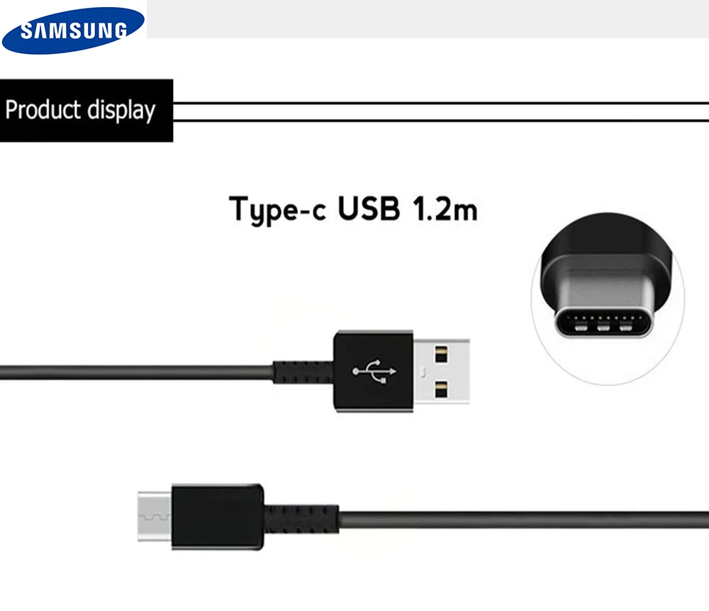 

Type C cable Original Samsung Original 1.2m 2A Fast Charger Data apply for S8 S9 S10 PLus Note8 9 or Xiaomi Mi 8