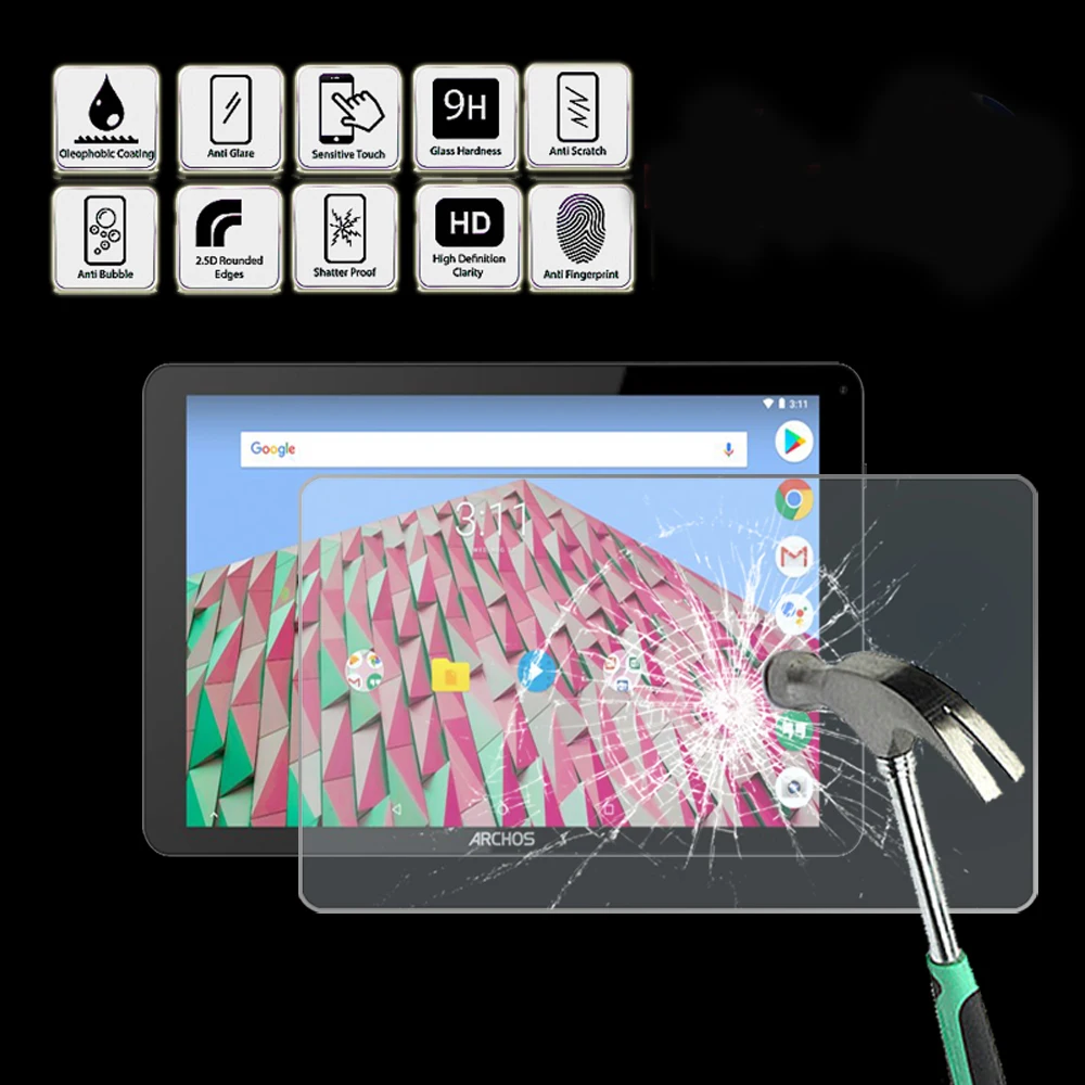 

Tablet Tempered Glass Screen Protector Cover for ARCHOS 101f Neon - Anti Fingerprint Screen Film Protector Guard Cover