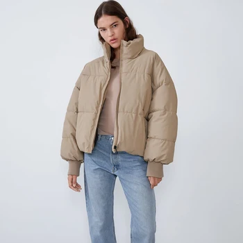 

2019 Women's ZA Winter New Cotton Jacket Lapel Long Sleeve Loose Collar Cotton Suit Jacket Wild Long Sleeve Elastic Cuffs