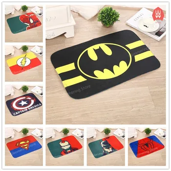 

XM Superhero Floor Mats Anti-slip Rugs Superman Batman Spiderman Ironman Printed Carpets Bathroom Kitchen Carpets Doormats Gift