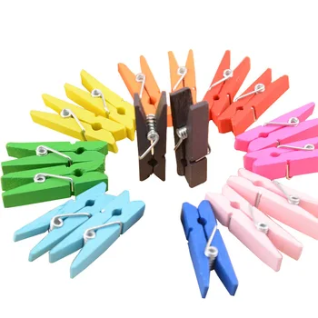 

10Pcs/set 3.5cm Memo Paper Clips Random Mini Colored Spring Wood Clips Photo Clothespin Craft Decoration Clips Pegs Party