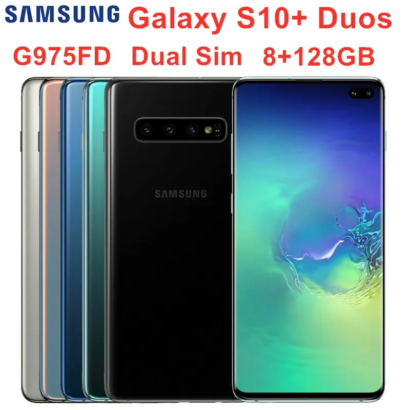 Samsung Galaxy S10+ S10 Plus Duos G975FD две sim-карты 8 ГБ ОЗУ 128 Гб ПЗУ Восьмиядерный 6," 5 камера Exynos 9820 NFC сотовый телефон