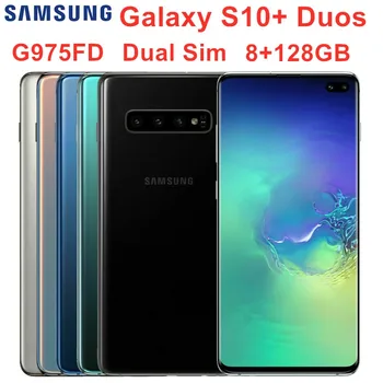 

Samsung Galaxy S10+ S10 Plus Duos G975FD Dual Sim 8GB RAM 128GB ROM Octa Core 6.4" 5 Camera Exynos 9820 NFC Cell Phone