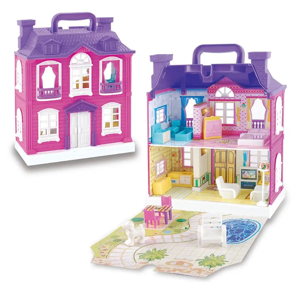 

DIY Assembly Mini Castle House Model Set with LED Kid Pretend Play Education Toy Friends Girls Toys gift for baby birthday