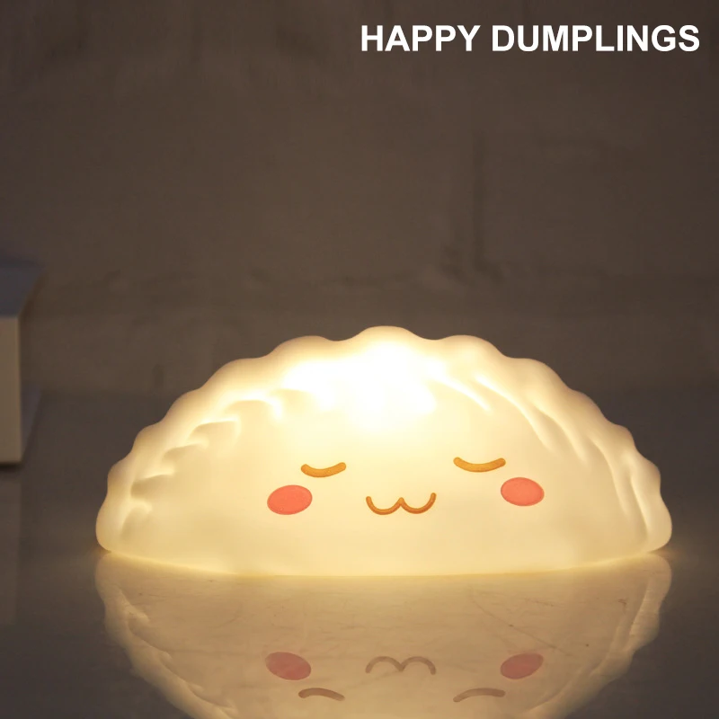 Cute LED Night Light Bun Dumpling Soft Lamp Colorful Silicone Pat Lamps For Bedroom Holiday Home Decoration Baby Children Gifts dinosaur night light