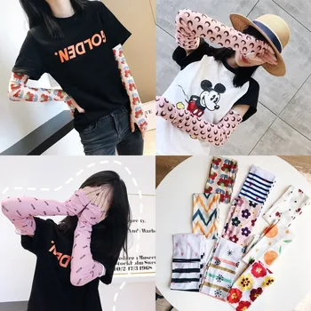 

Womens Summer Ice Silk Arm Sleeves Colorful New Style Sports UV Protection Running Cycling Driving Reflective Sunscreen Bands