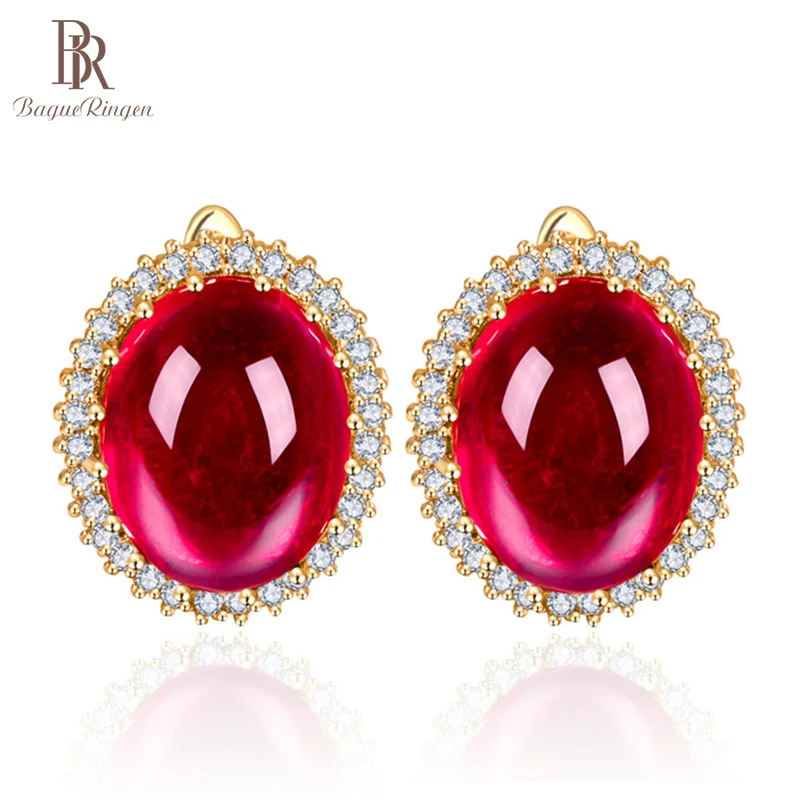 Женские серьги гвоздики с рубином и оливином серебро 925 пробы|Серьги-гвоздики| |