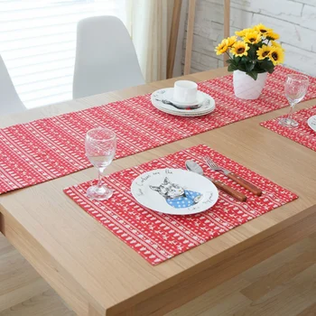 

Merry Christmas Trendy Modern Floral Print Cotton Decor Christmas Tablecloth Elegant Decor Party Supplies Table Runner Covers