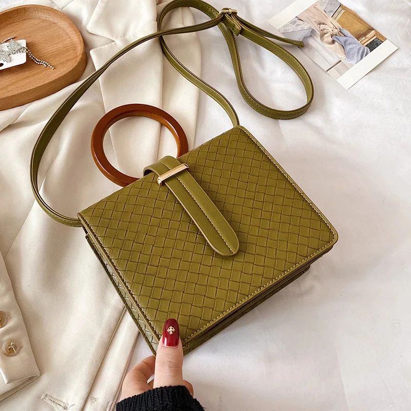 

Сумка кросс-боди Женская из 2021 кожи, с деревянными ручками