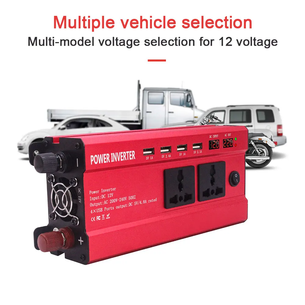 Portable Car Inverter DC 12V To AC 220V 4 USB Inverter Car Electronic 300WCar Inverters