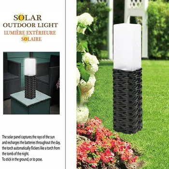 

Rattan Lawn Lamp IP44 Waterproof Pathway Home Rechargeable Illumination Solar Powered Easy Install Garden Stake Landscape Light