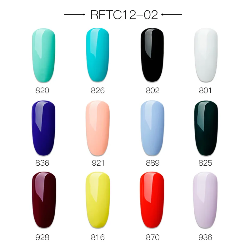 RFTC12-02 Розалинд набор гель-лаков для ногтей 12 шт./компл. Радуга блестящий гель маникюрный набор блеск акриловый Фрезер для ногтей cо шлифовальными комплект Лаки все для маникюра - Цвет: RFTC12-02