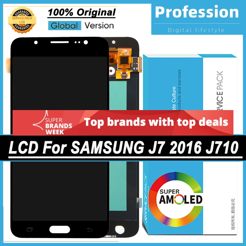 100% Оригинальный 5 ''дисплей для Samsung Galaxy J7 2016 J710 SM-J710F ЖК сенсорный экран