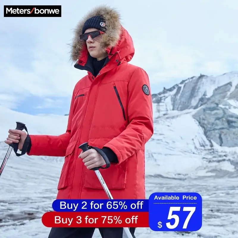 Metersbonwe, мужские парки, толстый пуховик, верхняя одежда, средний утиный пух, длинное пальто, теплое, для альпинизма, парки, одежда, зимнее пальто