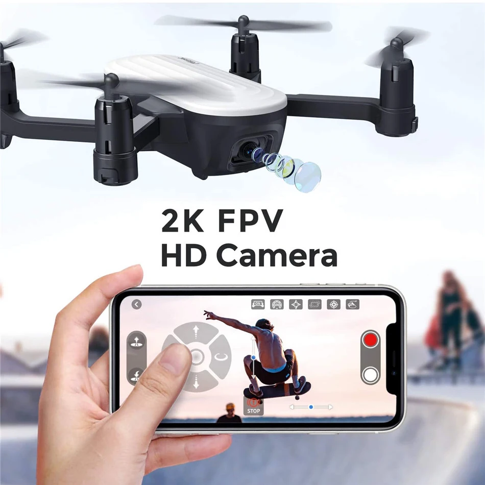 Potensic P6 Elfin Foldable Drone with 2K FHD Camera FPV RC Quadcopter Gesture Control Headless Mode Remote Control Toys for Kids
