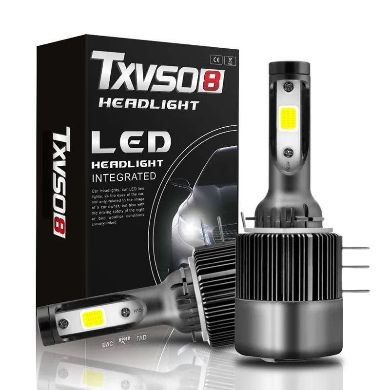 

2PCS Car Headlight Lamp All-In-One New Design H15 LED Bulbs Headlamps Kit 6000K 5500LM DC12V COB Fog Light Bulb Day Time Running